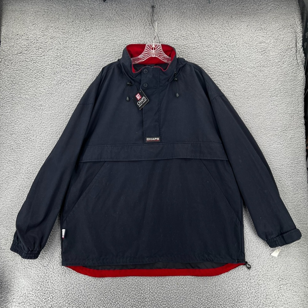Vintage 90s CHAPS Ralph Lauren Anorak Pullover Jacket Men XL Long Sleeve Blue‎
